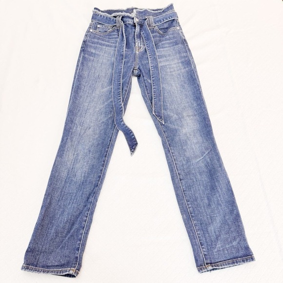 7 For All Mankind Belted Denim Straight Leg Jeans Size 25 - Picture 2 of 8